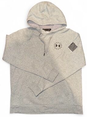 Under Armour Freedom Gray Pullover Hoodie Men’s Size Large American Flag Logo